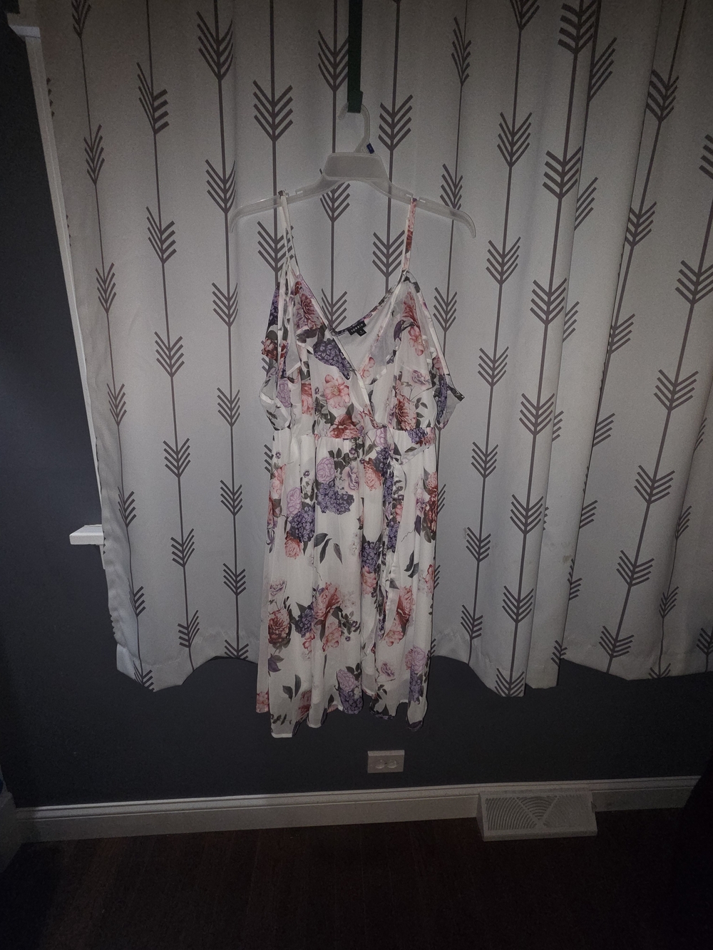 torrid White Floral Spaghetti-Strap Mini Dress with Pink & Purple Blooms